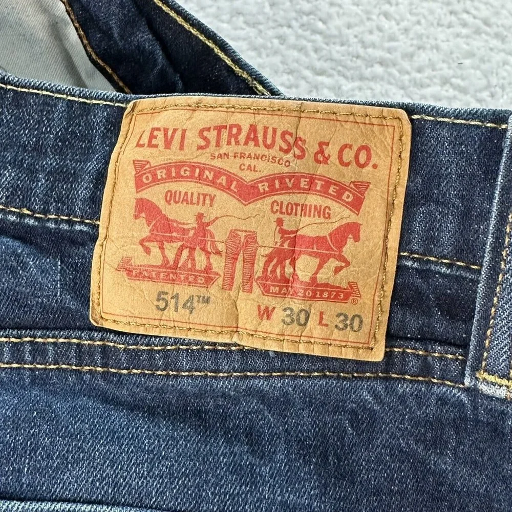 Levi's Men's 514 Distressed Straight Leg Stretch Denim Jeans Egypt 30x30* Blue